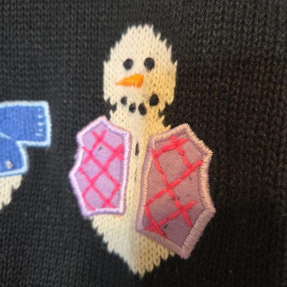 Susan Bristol Womens Cardigan Size Small Vintage Hand Embroidered Winter Snowman - Picture 10 of 15